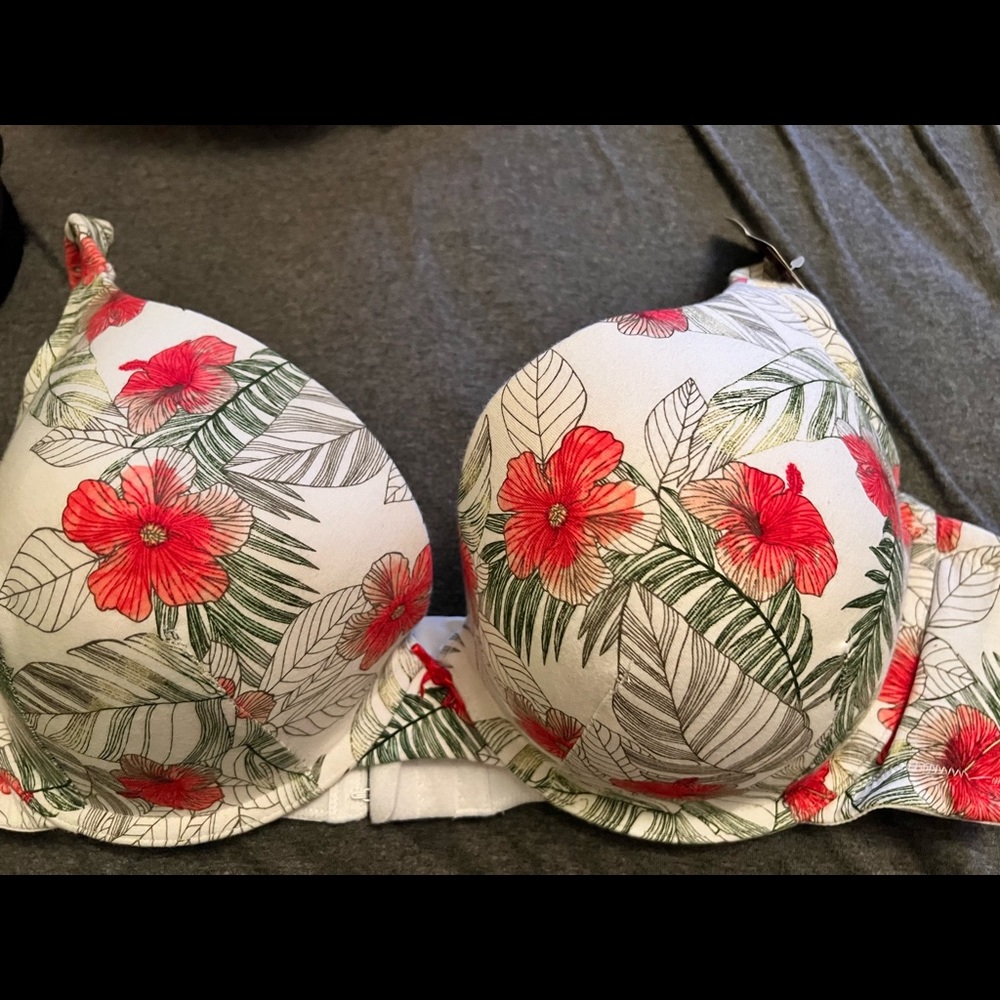 Lane Bryant floral print cotton bra, wire!
